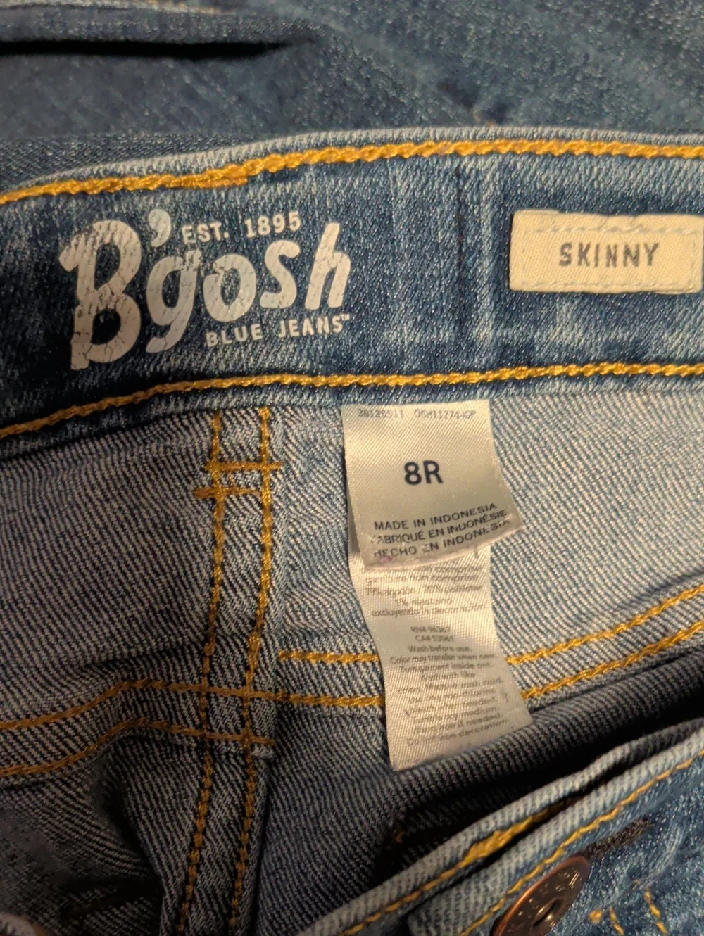 OshKosh B'gosh Light Blue Skinny Jeans with Yellow Stitching
